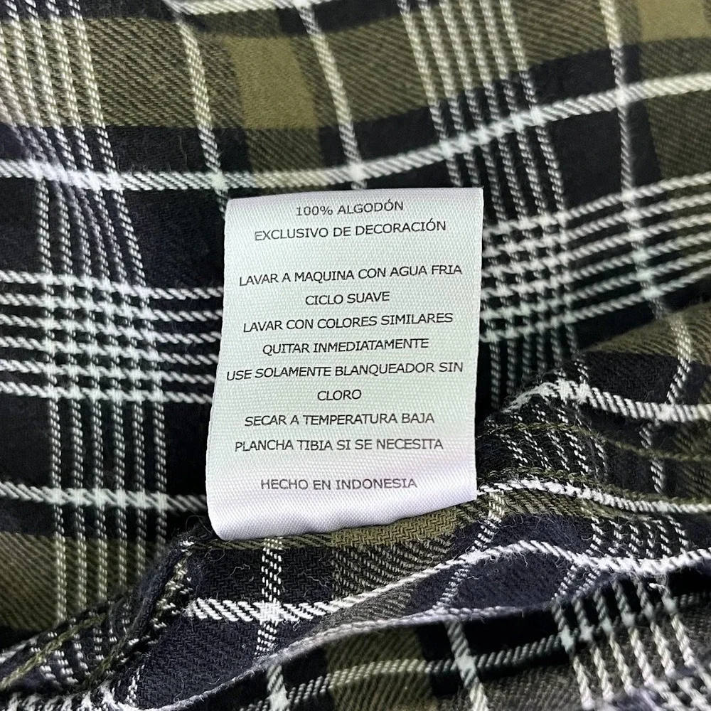 Levis Mens XL Plaid Button Down Shirt Olive Green Black Cotton 3LYLW9702
